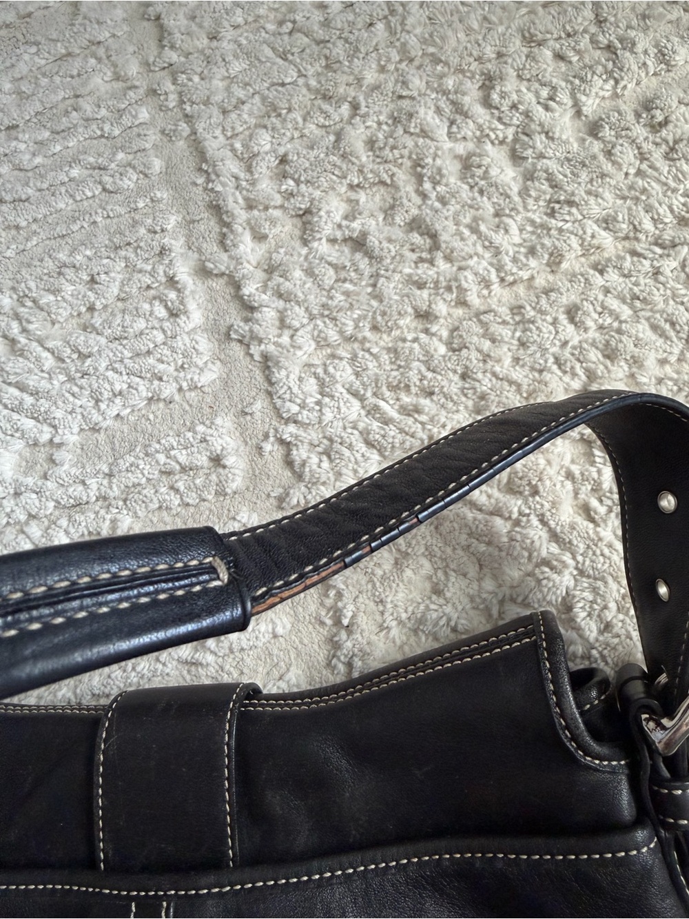 Coach vintage y2k black leather soho buckle flap hobo bag - Picture 5 of 11